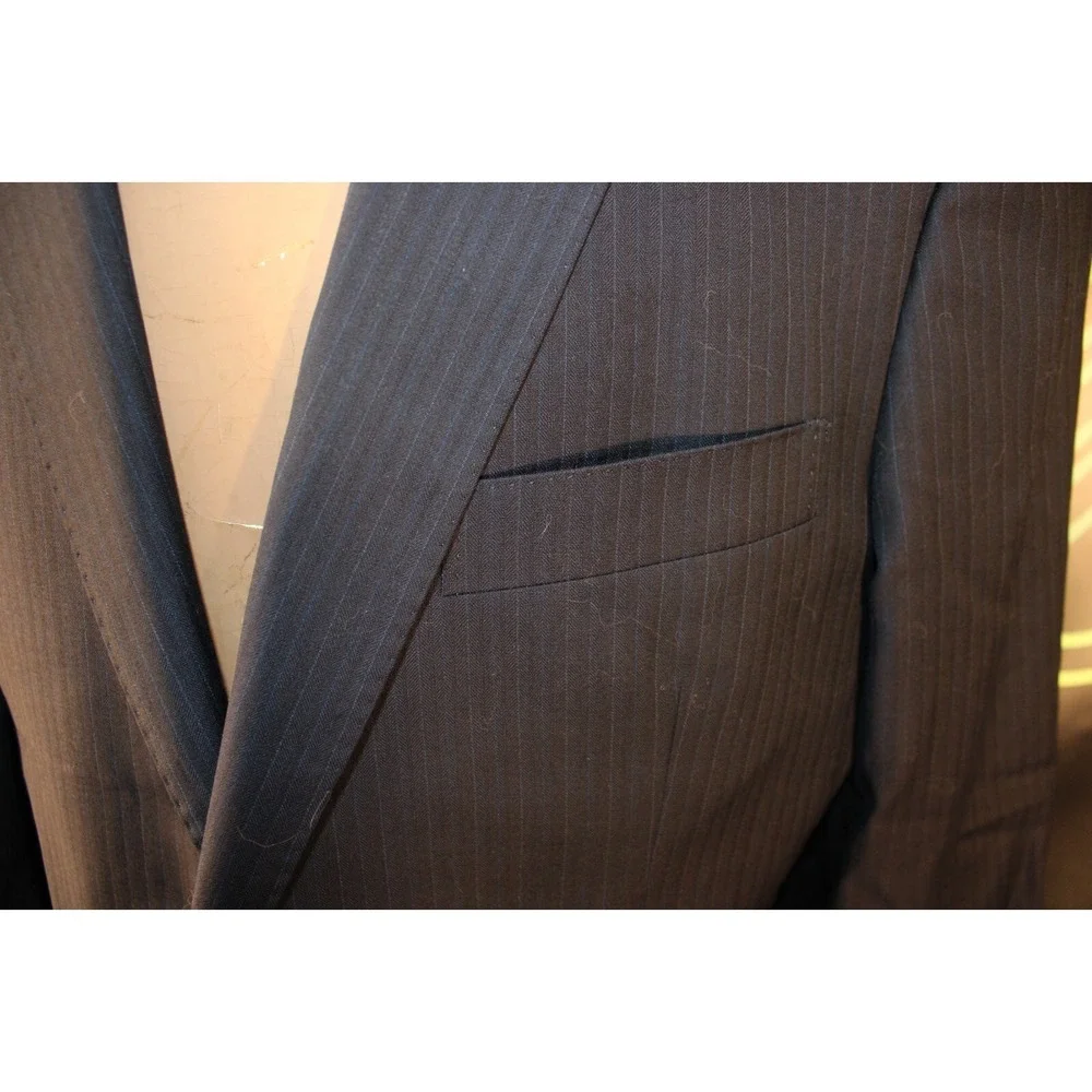 Pronto Uomo Tollegno 1900 Men Blazer Black Pinstripe Made in Italy 42 Regular‎